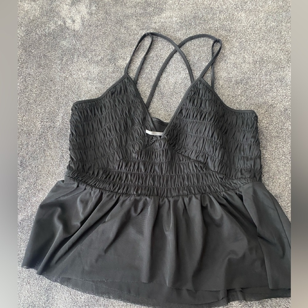 Anthropologie Black Smocked Camisole Top